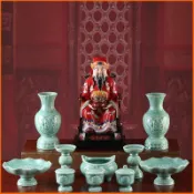 青瓷 陶瓷供具組 供水杯 香爐 花瓶 果盤 燭臺 神明香爐 陶瓷香爐 祖先杯 供佛花瓶 供奉果盤 神桌用品 拜拜用品