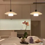 十木屋 免運附發票 檯燈 吊燈 落地燈 立燈 壁燈 裝飾燈 床頭燈 臥室燈 酒吧燈 北歐丹麥設計師餐廳吊燈現代簡約吧臺飯廳臥室創意玻璃飛碟PH5燈 出貨快pyy0088
