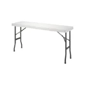 (店+)【勇氣盒子】台灣製造 多用途塑鋼折合桌 白色 152x45 cm(戶外休閒桌 露營桌 會議桌 摺疊桌 萬用工作桌)