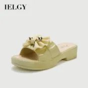 IELGY 2025 女式厚底拖鞋法式沙灘休閒甜美涼鞋