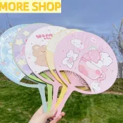 🦩More shop大號扇子卡通夏天手搖扇子風大學生家用扇可愛卡通圓形塑料大扇子627