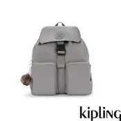 Kipling 霧灰色大容量多袋收納後背包-ALDINE