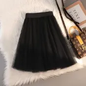 【品質驗證】純色網紗半身裙夏高腰垂墜感顯小個子大裙擺短裙a字裙子超短裙