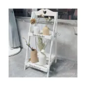 (店+)凱莎優選 下殺/免運/工廠美式鄉村複古實木多層折疊小花架陽臺落地梯形多肉植物置物架木質