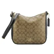【COACH】新款大C美型PVC、素面皮革肩背/斜背包(卡其黑素面)