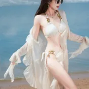 仙氣比基尼三件套 女泳裝 性感泳衣 沙灘渡假 溫泉穿搭