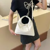 全球選品1館 生活百貨 簡約百搭蝴蝶結手拎餃子包2025新款潮時尚單肩包水桶女包totebags