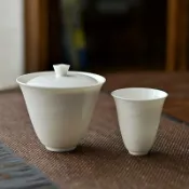 全球選品1館 生活百貨 景德鎮市陶瓷手工象牙白釉中式刻花祥雲茶杯品茗杯單杯聞香杯蓋碗