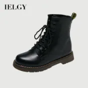 IELGY 前繫帶低跟牛筋底英式皮靴