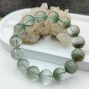 《碞磊國際》綠幽靈 千層 幽靈  14mm  手珠  收藏級  步步高升 男士手圍 【編號】EBGR0003