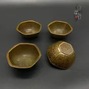 銀聯網日用品生活館 古玩雜項復古銅杯子小酒杯福祿壽喜百福賀壽銅小碗小茶杯仿古擺件1入