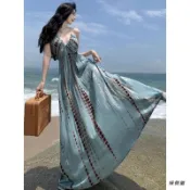 【波西米亞度假】波西米亞洋裝 女 夏季 法式 旅遊 拍照 海邊 沙灘裙 氣質 長洋裝連身裙 渡假長洋裝  