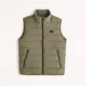 全新正品 A&F 保暖羽絨夾克背心  AF輕盈高彈性羽絨背心 外套 男版軍綠色