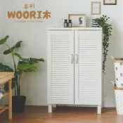 完美主義│WOORI木▹百葉雙門鞋櫃 鞋櫃 鞋架 直立式鞋櫃 置物櫃 收納櫃 展示櫃 玄關櫃【P0013】