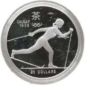 【小可熱銷】40.5mm 滑雪 加拿大1988年卡爾加裡冬奧會紀念幣 20元