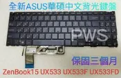 ☆【全新 ASUS 華碩 ZenBook 15 UX533 UX533F UX533FD 外文 背光 鍵盤】☆