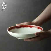 【小新茶具】九土復古碗盤一人食餐具創意陶瓷餃子涼菜盤家用中式深盤子米飯碗