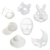 (店+)彩繪紙面具 DIY 白色面具 紙帽子 造型面具 紙漿面具 畫臉 空白面具 紙斗笠 美勞教材