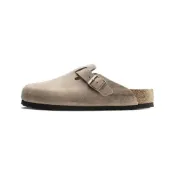 (店+)【BIRKENSTOCK 勃肯】1018147 Birkenstock Boston 皮革 金屬針扣半拖外穿透氣 無特殊功能包頭拖鞋 男女同款 淺咖色