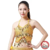 異域服飾 表演服飾 西域舞蹈服飾 新款肚皮舞亮片裹胸印度舞蹈表演珠片文胸流蘇演出上衣舞臺演出服【宜家良品百貨】