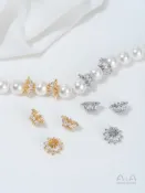 懶貓diy💎  鑲鋯石蓮花花托花帽隔珠隔片水晶diy手作串珠項鍊飾品配件 DIY飾品 手作材料