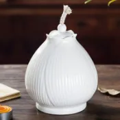 協貿國際日用品生活1館 白瓷油燈 小蓮花/花苞款 家用供燈液體酥油燈陶瓷蓮花燈供佛燈