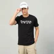 【NAUTICA】官方旗艦 男裝 夏日渡假風印花短袖T恤-黑色