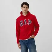 【GAP】男裝 Logo刷毛帽T-紅色(674148)