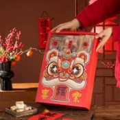 【台灣現貨批發】醒獅禮盒 新年福手提禮盒（今年新款、套裝禮盒）1斤裝 醒獅套裝禮盒 新年太妃糖 牛軋糖 雪花酥包装盒