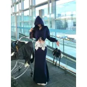 【Puffkten】大學T套裝女 辣妹連帽大學T外套 連帽大學T 高腰蕾絲半身裙 魚尾裙