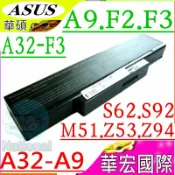 電池動力 ASUS電池(保固最久)-華碩 AQU-511 CPP11-72 A32-Z94 A32-Z98 A9 A9000 A9500 S62 S96 M51E M51Kr M51Se M51Sn M51Sr M51Va M51Vr SQU-524 SQU-528 A32-A9 A32-F3 A33-F3
