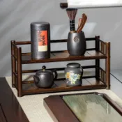 桌面博古架功夫茶杯置 茶桌收納架 小博古置物架 實木置物架 中式茶臺架 古典 物架收納架紫砂壺展示架茶器茶具茶壺擺放架【宜家良品百貨】