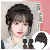 (店+)辮子髮箍瀏海假髮片 空氣劉海假髮女自然前額髮箍辮假髮髮箍劉海一體式隱形假劉海髮片 Y160