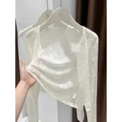 騰達百貨 快速出貨 新中式防曬衣女長袖冬季薄款旗袍外搭蕾絲披肩開衫配吊帶裙子罩衫