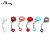 Alisouy 1 件仿珍珠多種顏色選擇身體穿刺首飾肚臍肚臍環 14G Tragus