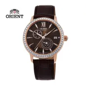 ORIENT 東方  錶 ELEGANT系列 璀璨星辰日月相機械錶 皮帶款 RA-AK0005Y 咖啡色  - 36.5mm