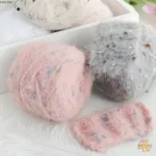 手混線豆豆彩點馬海毛線   95g/團 圍巾線手工編織外套線鉤編包包線粗毛線團