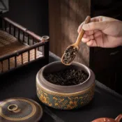 茶葉罐 儲茶罐 茶倉 茶罐 存茶罐 陶瓷茶葉罐 密封茶葉罐 紫砂茶葉罐陶瓷大號密封罐通用半斤裝紅茶綠茶普洱茶罐家用存儲罐