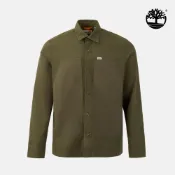 Timberland 男款軍綠色寬版工裝襯衫外套|A6MMYA58