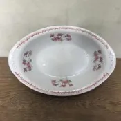 宅配免運 WH12339【四十八號老倉庫】二手 早期 台灣 東寶? 杜鵑花 大碗公 腰子碗公 29.5cm 有瑕 1碗價