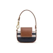 (店+)【CHARLES & KEITH】度假編織包 耳機包 迷你女款 小CK 深藍白棕色 CK6-60681281-A