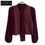 【DOKODEMO】Blue Label Crestbridge 2024 酒紅色棉質蝴蝶結彩色上衣，36 碼 [二手]