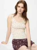 【UNIQLO】女裝 羅紋背心(花朵) 487118