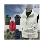 (店+)背心男女工裝背心立領坎肩無袖馬甲大尺碼戶外釣魚登山工作無袖上衣休閒運動外套商務夾無袖克寬鬆輕量多口袋機能攝影背心外套男士
