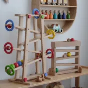 蒙氏教具視覺追蹤器 1-3歲辨色球類 嬰幼兒早教玩具 親子滑球軌道車