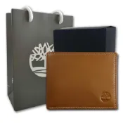 (店+)【Timberland】男皮夾 短夾 牛皮夾 多卡夾 大鈔夾 黑牛皮紙盒裝+原廠紙袋／棕色(男夾短夾男皮夾)
