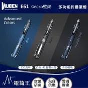 WUBEN Gecko壁虎 E61 130流明 多功能折疊筆燈 破窗器 背部磁吸 工作燈 USB直充