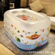 嬰兒游泳池家用可折疊0到1歲充氣洗澡桶兒童沐浴桶加厚大小孩水池