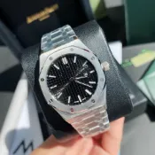 34MM ZS45優雅黑色錶盤女士石英錶銀色外圈搭配時尚鋼帶精緻優雅