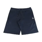 【Paul Smith】PAUL SMITH簡約縮寫字母LOGO彩色斑馬布章設計有機棉抽繩鬆緊短褲(男款/海軍藍)